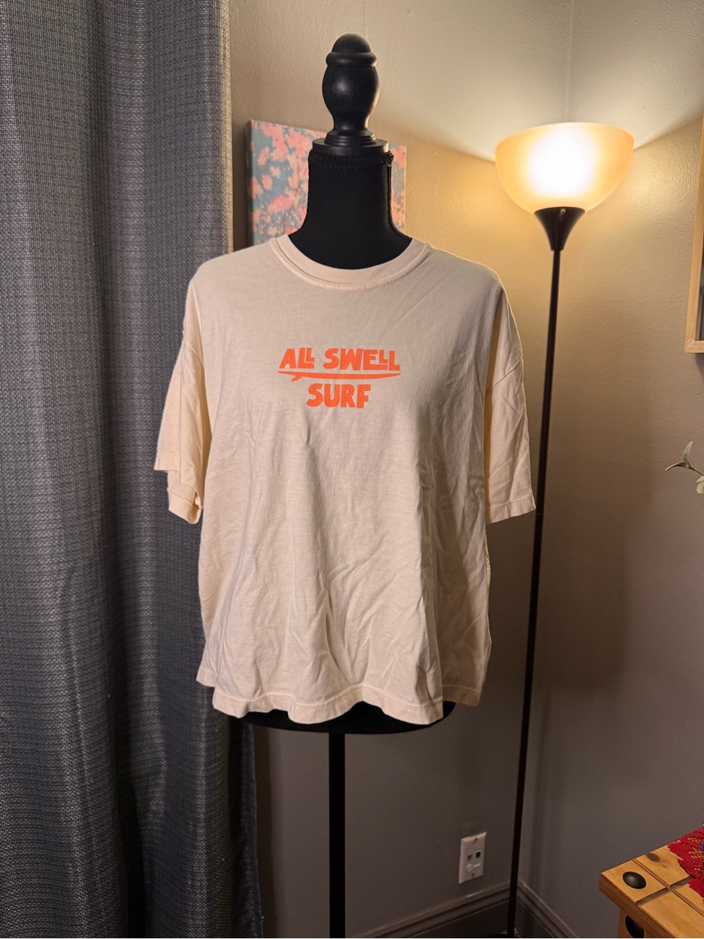 Comfort Colors Cream Short Sleeve Tee with Orange "All Swell Surf" Graphic